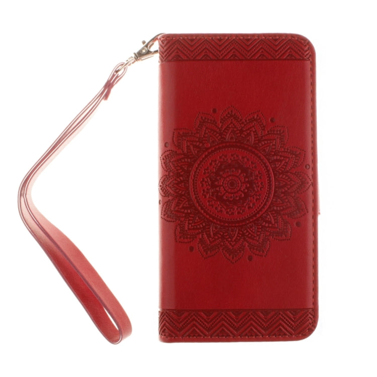 For Galaxy S7 Edge / G935 Embossed Floral Pattern Horizontal Flip Leather Case with Card Slots & Holder & Lanyard