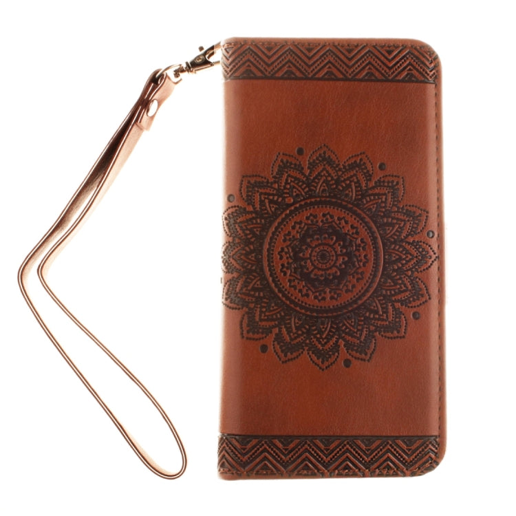 For Galaxy S7 Edge / G935 Embossed Floral Pattern Horizontal Flip Leather Case with Card Slots & Holder & Lanyard