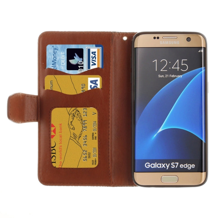 For Galaxy S7 Edge / G935 Embossed Floral Pattern Horizontal Flip Leather Case with Card Slots & Holder & Lanyard