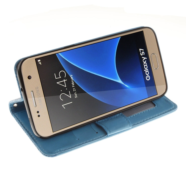 For Galaxy S7 / G930 Embossed Floral Pattern Horizontal Flip Leather Case with Card Slots & Holder & Lanyard