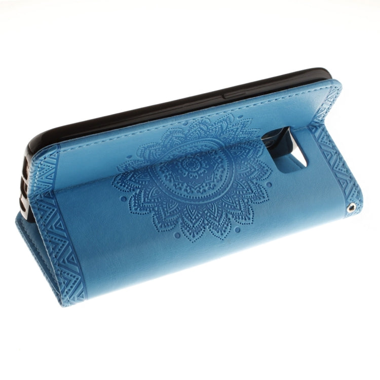 For Galaxy S7 / G930 Embossed Floral Pattern Horizontal Flip Leather Case with Card Slots & Holder & Lanyard