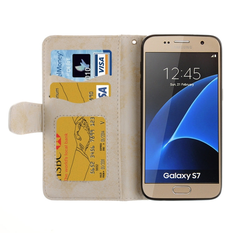 For Galaxy S7 / G930 Embossed Floral Pattern Horizontal Flip Leather Case with Card Slots & Holder & Lanyard