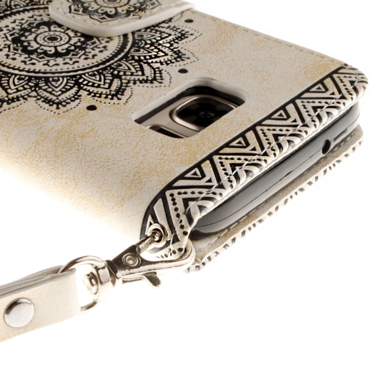 For Galaxy S7 / G930 Embossed Floral Pattern Horizontal Flip Leather Case with Card Slots & Holder & Lanyard