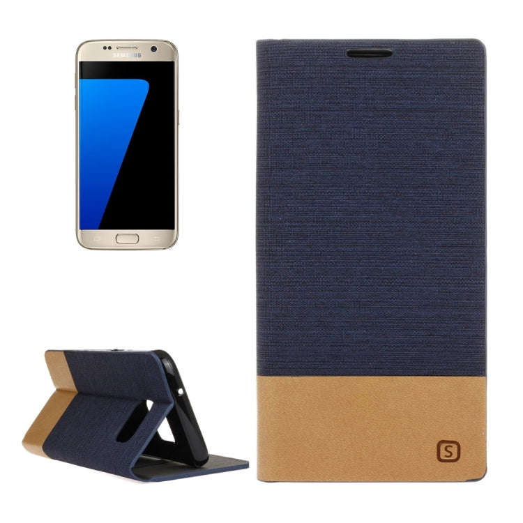 For Galaxy S7 / G930 Canvas Pattern PU + TPU Horizontal Flip Leather Case with Holder & Card Slots