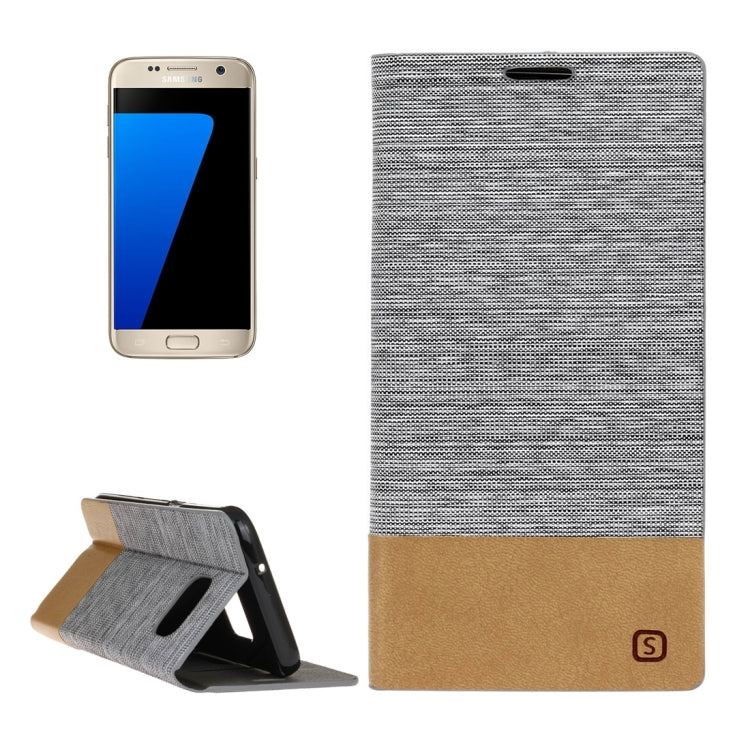 For Galaxy S7 / G930 Canvas Pattern PU + TPU Horizontal Flip Leather Case with Holder & Card Slots