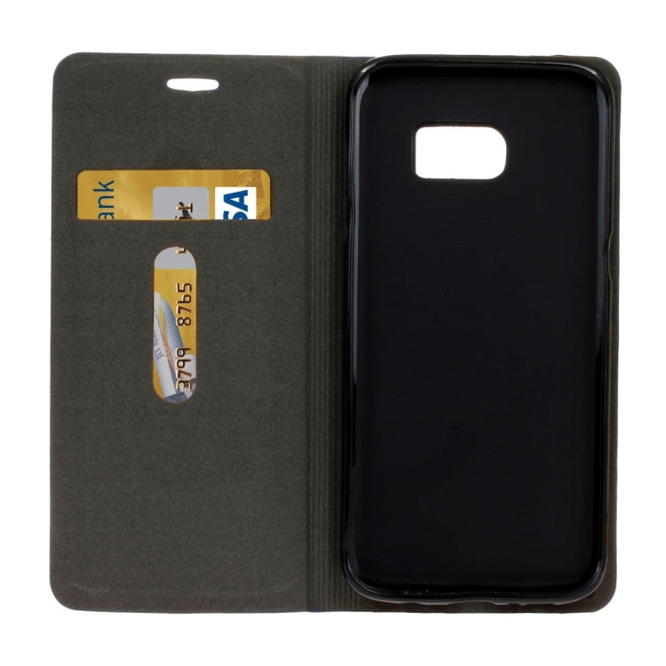 For Galaxy S7 Edge / G935 Canvas Pattern PU + TPU Horizontal Flip Leather Case with Holder & Card Slots