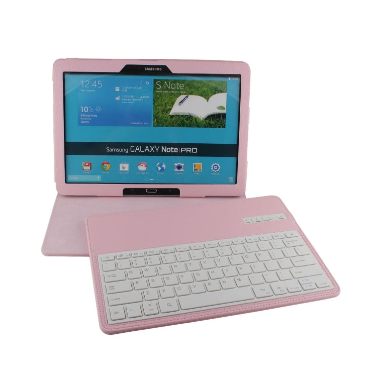 For 12.2 inch Galaxy Note Pro / P900 Separable Litchi Texture Horizontal Flip Leather Tablet Case + Bluetooth Keyboard with Holder & Selfie Function