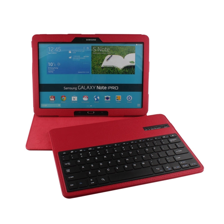 For 12.2 inch Galaxy Note Pro / P900 Separable Litchi Texture Horizontal Flip Leather Tablet Case + Bluetooth Keyboard with Holder & Selfie Function