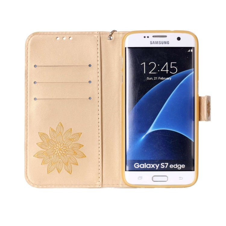 For Galaxy S7 Edge / G935 Half Flower Printing Horizontal Flip Leather Case with Holder & Card Slots & Wallet & Lanyard