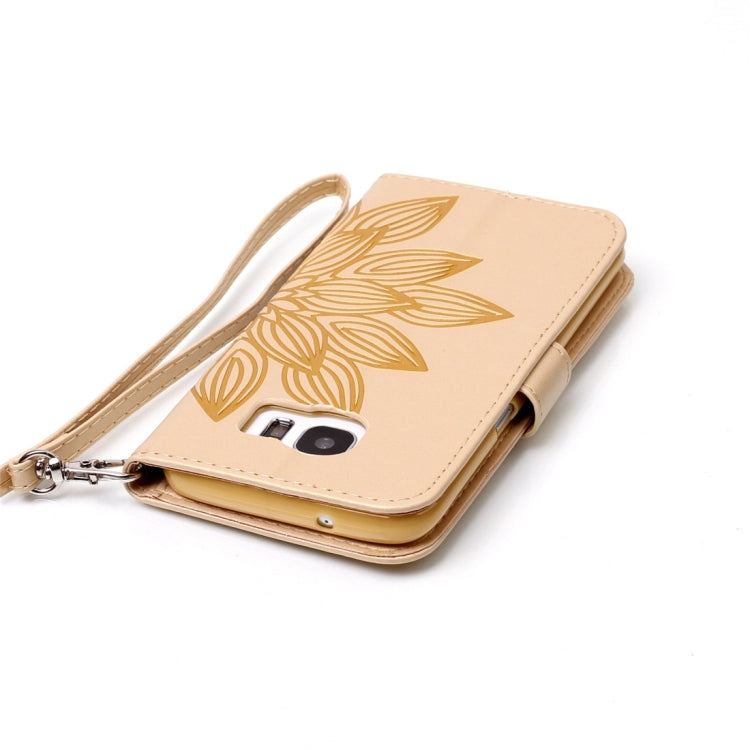 For Galaxy S7 Edge / G935 Half Flower Printing Horizontal Flip Leather Case with Holder & Card Slots & Wallet & Lanyard