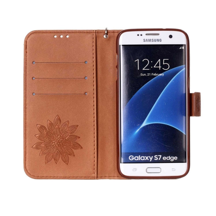 For Galaxy S7 Edge / G935 Half Flower Printing Horizontal Flip Leather Case with Holder & Card Slots & Wallet & Lanyard