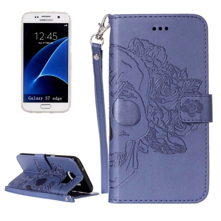 For Galaxy S7 Edge / G935 Skull Printing Horizontal Flip Leather Case with Holder & Card Slots & Wallet & Lanyard