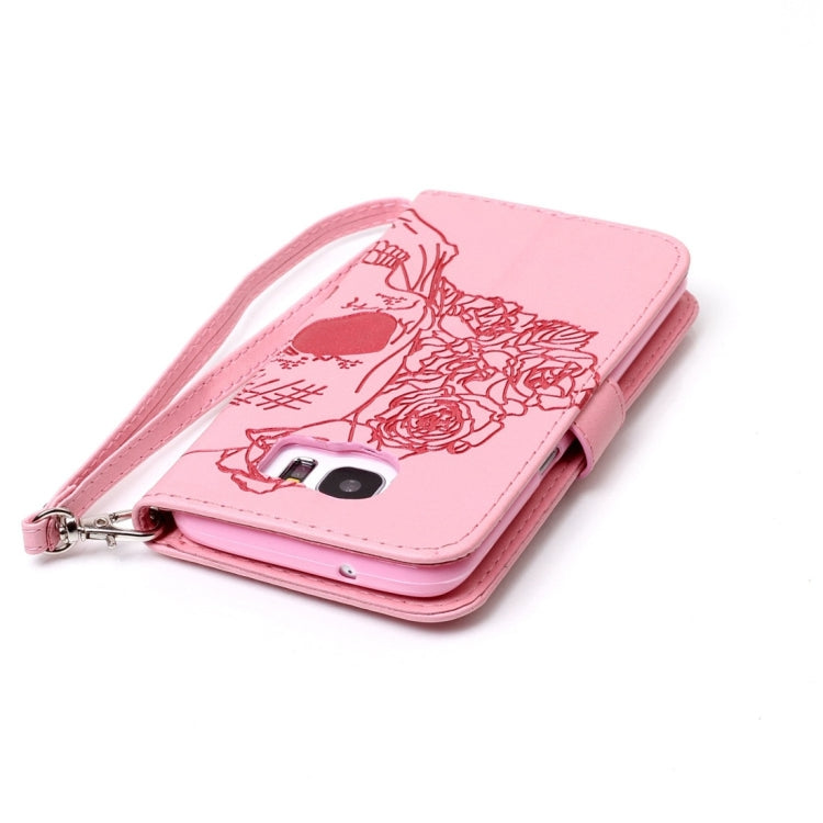 For Galaxy S7 Edge / G935 Skull Printing Horizontal Flip Leather Case with Holder & Card Slots & Wallet & Lanyard