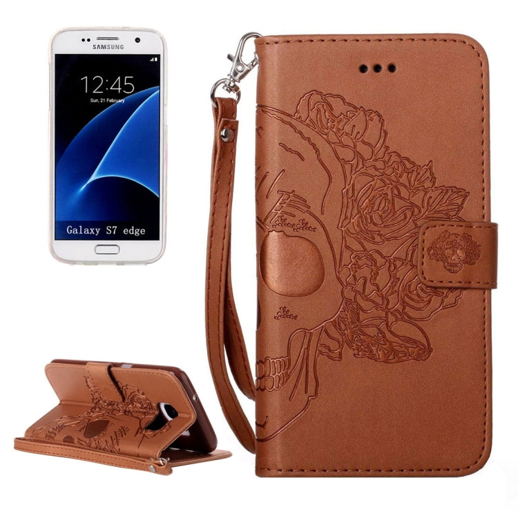 For Galaxy S7 Edge / G935 Skull Printing Horizontal Flip Leather Case with Holder & Card Slots & Wallet & Lanyard