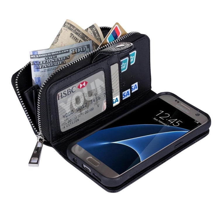 For Galaxy S7 / G930 Lithi Texture Separable Horizontal Flip Leather Case with Card Slots & Wallet & Photo Frame & Lanyard