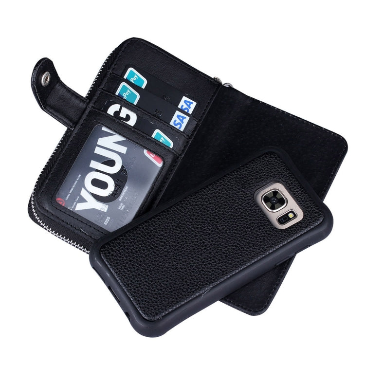 For Galaxy S7 / G930 Lithi Texture Separable Horizontal Flip Leather Case with Card Slots & Wallet & Photo Frame & Lanyard