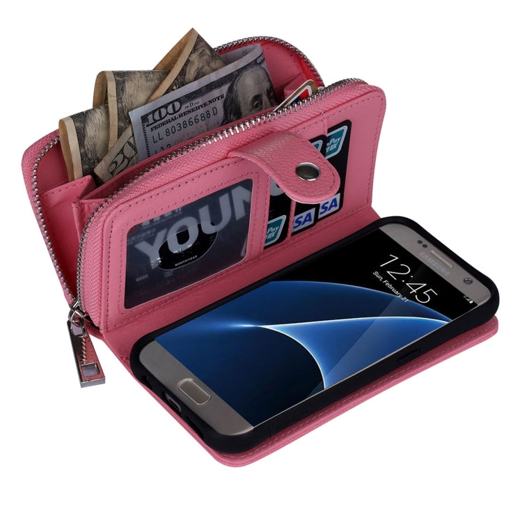 For Galaxy S7 / G930 Lithi Texture Separable Horizontal Flip Leather Case with Card Slots & Wallet & Photo Frame & Lanyard