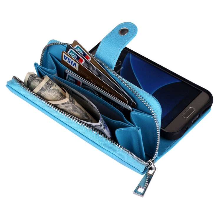 For Galaxy S7 Edge / G935 Zipper Lithi Texture Separable Horizontal Flip Leather Case with Card Slots & Wallet & Photo Frame & Lanyard