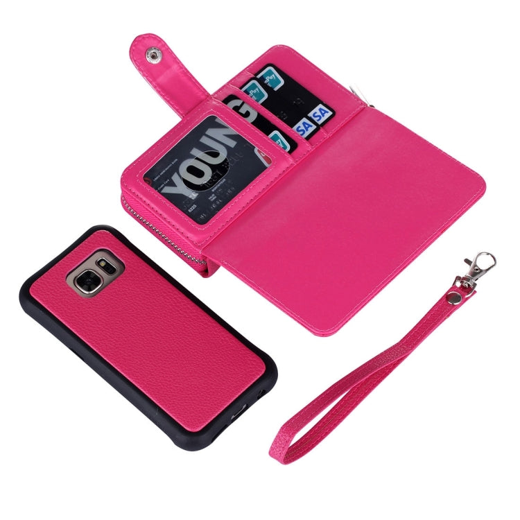 For Galaxy S7 Edge / G935 Zipper Lithi Texture Separable Horizontal Flip Leather Case with Card Slots & Wallet & Photo Frame & Lanyard