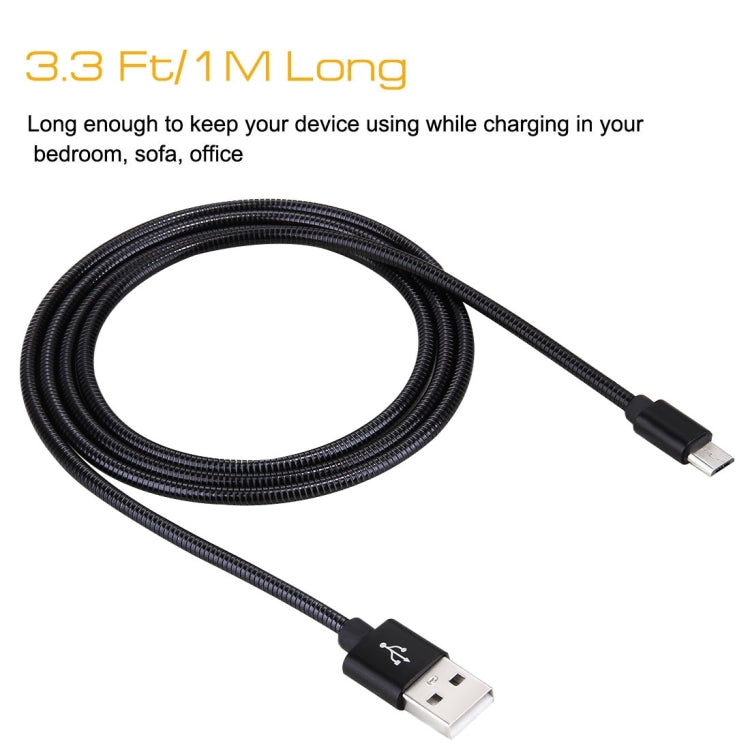1m Micro USB to USB 2.0 Flexible Metal Data Sync Charging Cable
