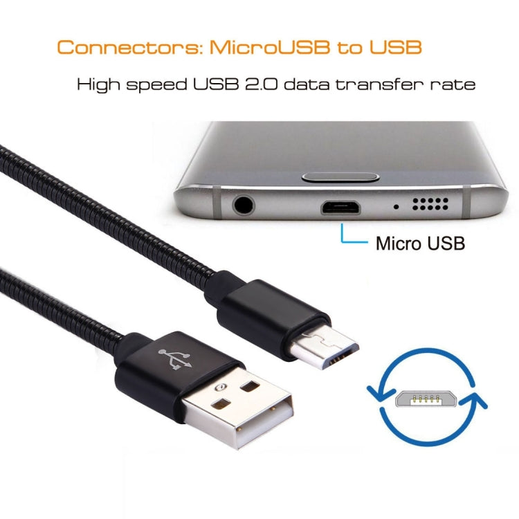 1m Micro USB to USB 2.0 Flexible Metal Data Sync Charging Cable