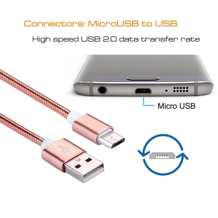 1m Micro USB to USB 2.0 Flexible Metal Data Sync Charging Cable