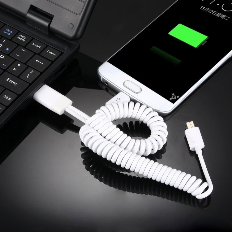 1m Mini USB & Micro USB to USB 2.0 Sync Data / Charger Spring Coiled Cable for Samsung, HTC, LG, Sony, Huawei, Lenovo, Xiaomi and other Smartphones, MP4, MP3(White)