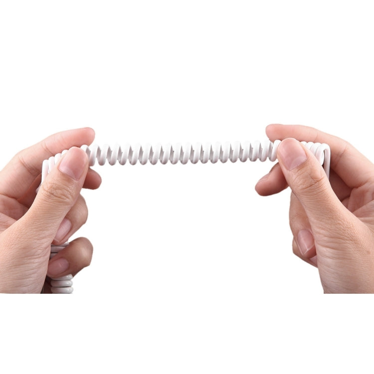 1m Micro USB to USB 2.0 Sync Data / Charger Spring Coiled Cable with LED Indicator, For Samsung, HTC, LG, Sony, Huawei, Lenovo, Xiaomi and other Smartphones(White)