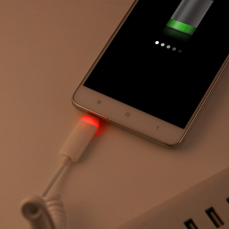 1m Micro USB to USB 2.0 Sync Data / Charger Spring Coiled Cable with LED Indicator, For Samsung, HTC, LG, Sony, Huawei, Lenovo, Xiaomi and other Smartphones(White)