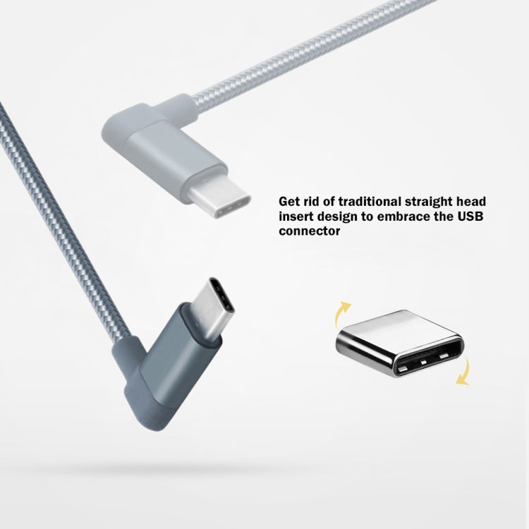 1.2m 2A 90 Copper Wires Woven Elbow USB-C / Type-C 3.1 to USB 2.0 Data / Charger Cable