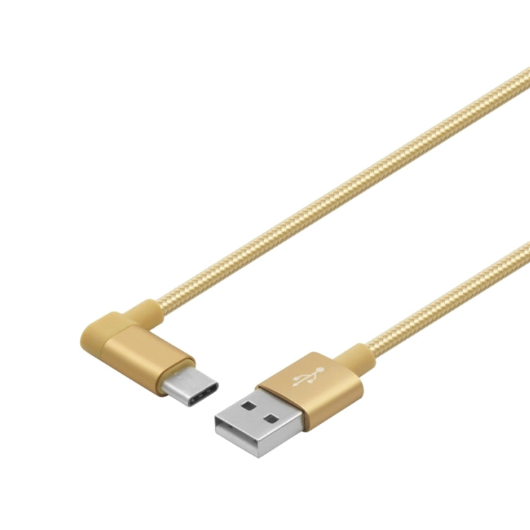 1.2m 2A 90 Copper Wires Woven Elbow USB-C / Type-C 3.1 to USB 2.0 Data / Charger Cable