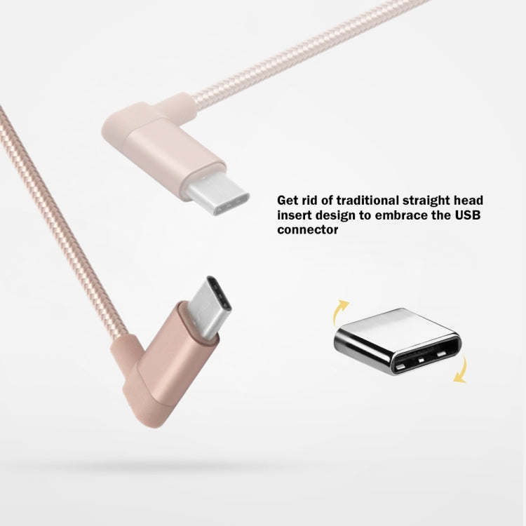 1.2m 2A 90 Copper Wires Woven Elbow USB-C / Type-C 3.1 to USB 2.0 Data / Charger Cable