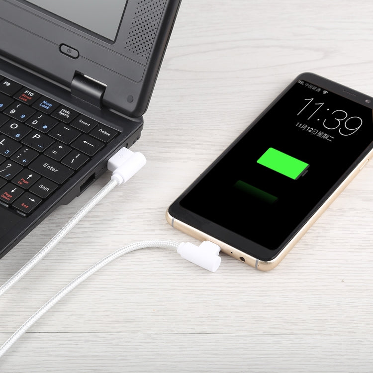 1.2m 2A 90 Copper Wires Woven Elbow USB-C / Type-C 3.1 to USB 2.0 Data / Charger Cable