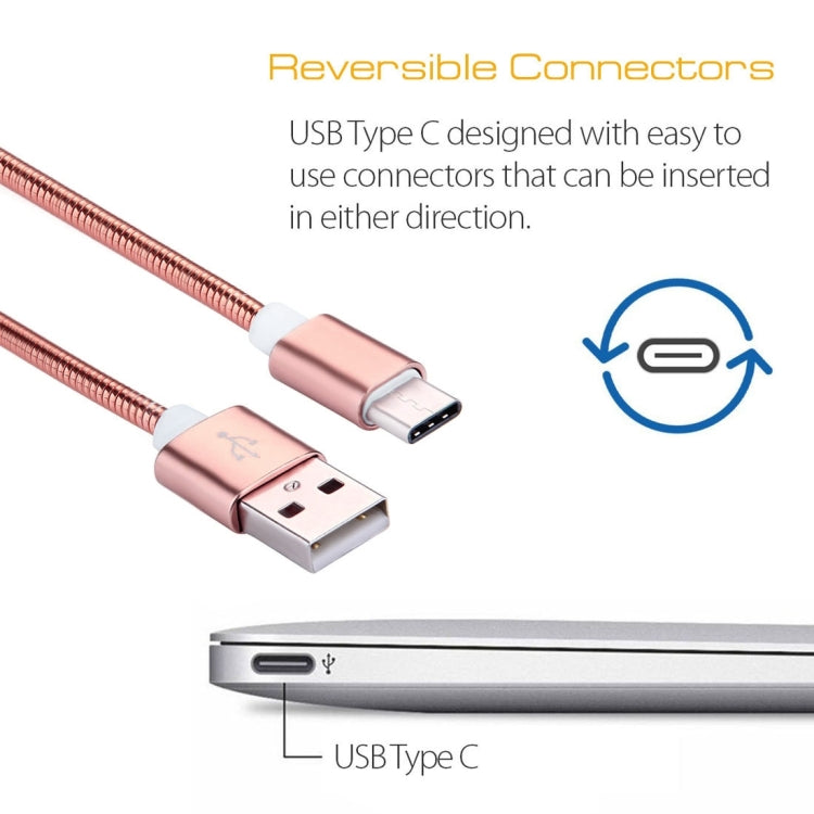 1m USB-C / Type-C 3.1 Male to USB 2.0 Male Data Sync Charging Metal Wire Spring Cable, For Galaxy S8 & S8 + / LG G6 / Huawei P10 & P10 Plus / Xiaomi Mi6 & Max 2 and other Smartphones
