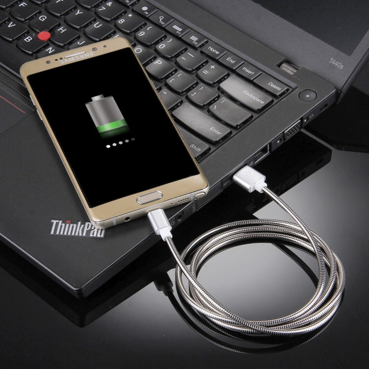 1m USB-C / Type-C 3.1 Male to USB 2.0 Male Data Sync Charging Metal Wire Spring Cable, For Galaxy S8 & S8 + / LG G6 / Huawei P10 & P10 Plus / Xiaomi Mi6 & Max 2 and other Smartphones