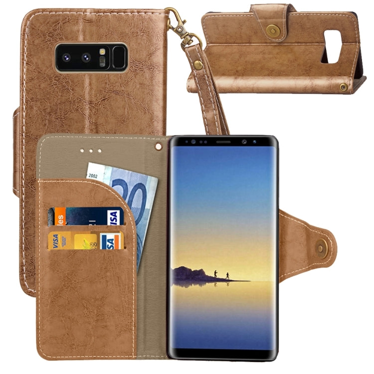 For Galaxy Note 8 Retro Crazy Horse Texture Wax Fake Leather Horizontal Flip Leather Case with Holder & Card Slots & Wallet & Lanyard