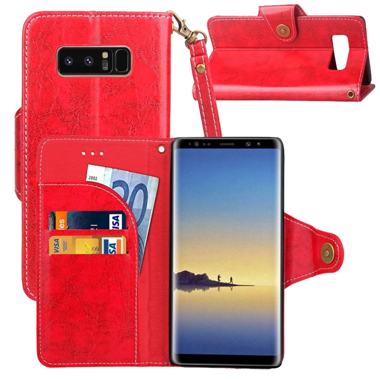 For Galaxy Note 8 Retro Crazy Horse Texture Wax Fake Leather Horizontal Flip Leather Case with Holder & Card Slots & Wallet & Lanyard