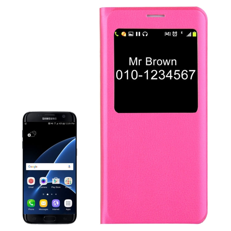 For Galaxy S7 / G930 Litchi Texture Horizontal Flip Leather Case with Call Display ID