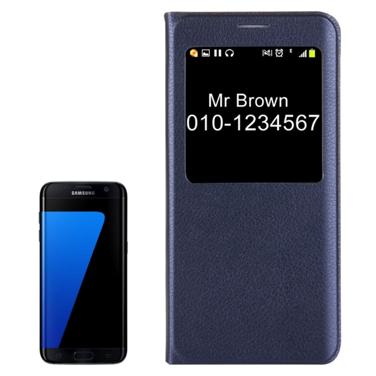 For Galaxy S7 Edge / G935 Litchi Texture Horizontal Flip Leather Case with Call Display ID