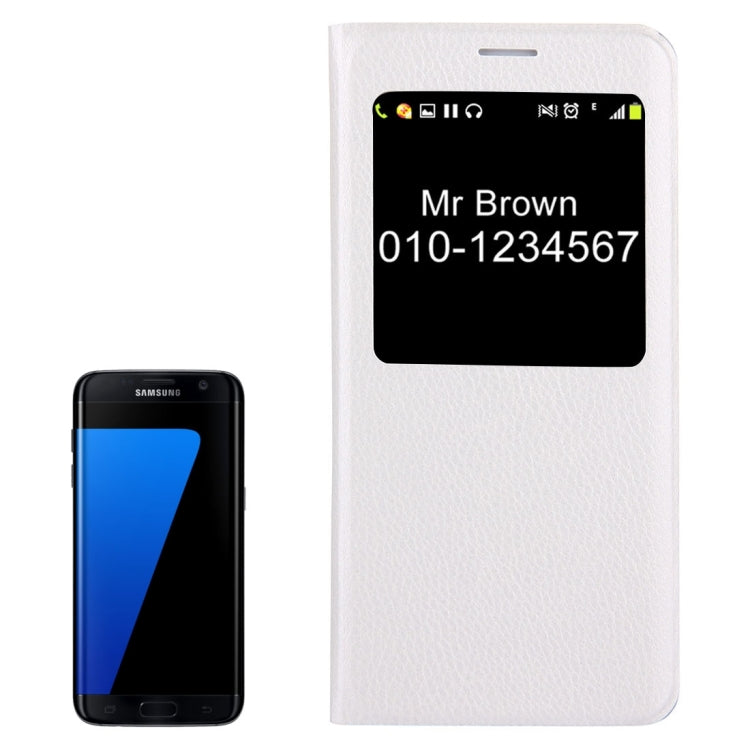 For Galaxy S7 Edge / G935 Litchi Texture Horizontal Flip Leather Case with Call Display ID