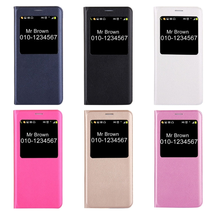 For Galaxy S7 Edge / G935 Litchi Texture Horizontal Flip Leather Case with Call Display ID