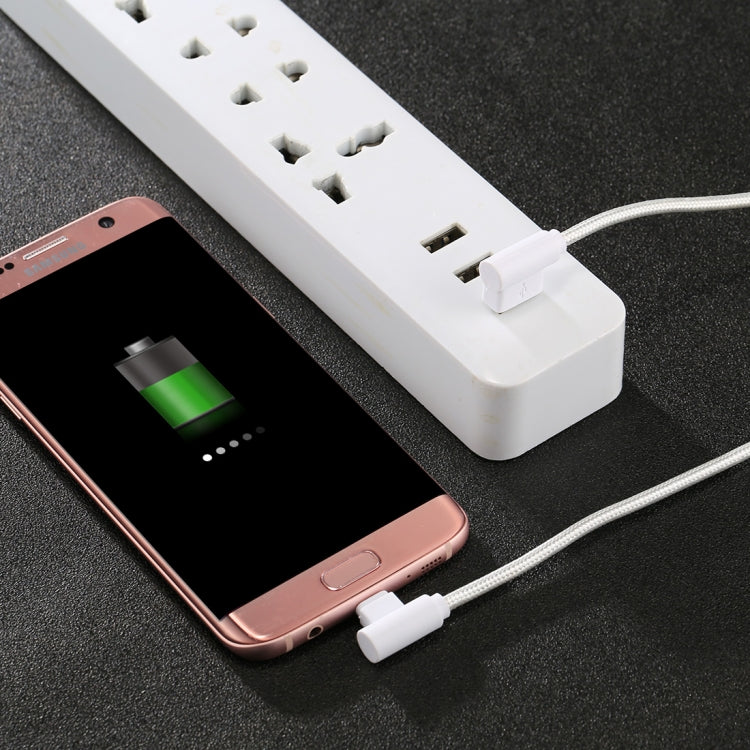 1m USB to Micro USB Nylon Weave Style Double Elbow Charging Cable