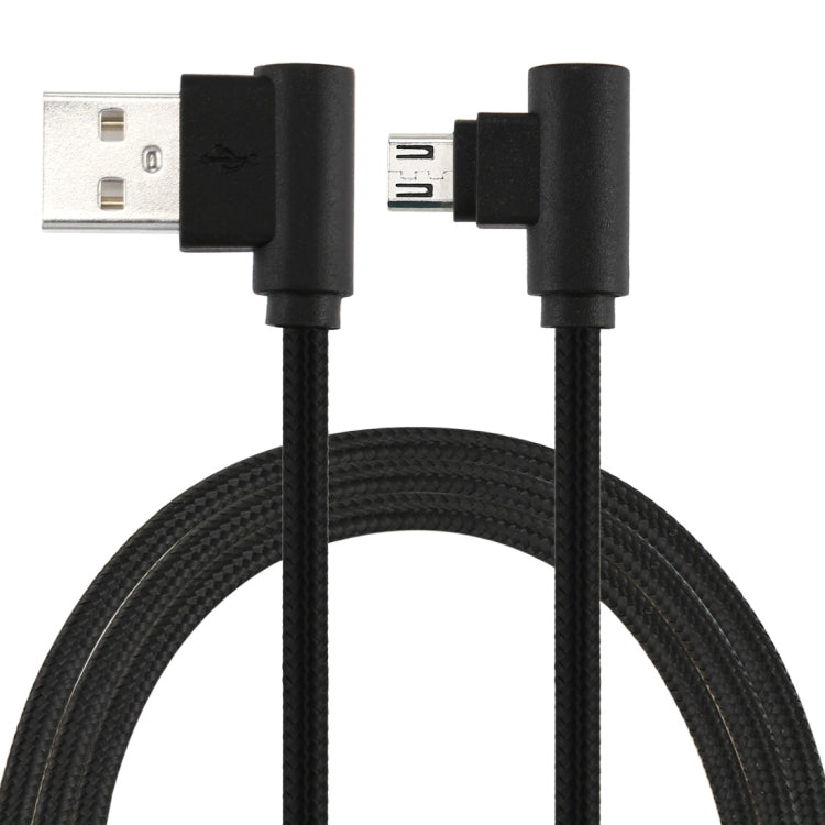 25cm USB to Micro USB Nylon Weave Style Double Elbow Charging Cable, For Samsung / Huawei / Xiaomi / Meizu / LG / HTC and Other Smartphones