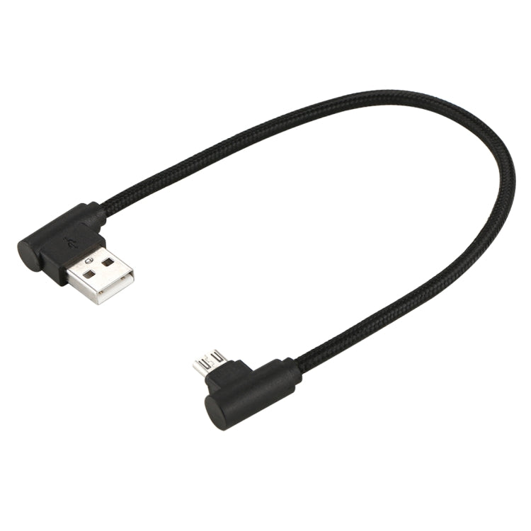25cm USB to Micro USB Nylon Weave Style Double Elbow Charging Cable, For Samsung / Huawei / Xiaomi / Meizu / LG / HTC and Other Smartphones