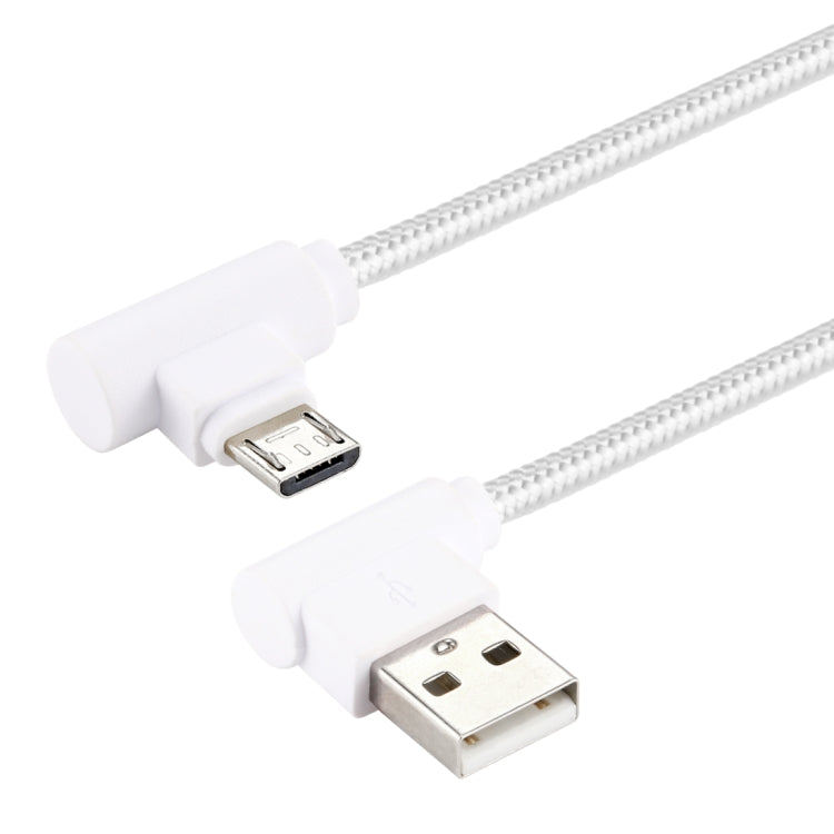 25cm USB to Micro USB Nylon Weave Style Double Elbow Charging Cable, For Samsung / Huawei / Xiaomi / Meizu / LG / HTC and Other Smartphones