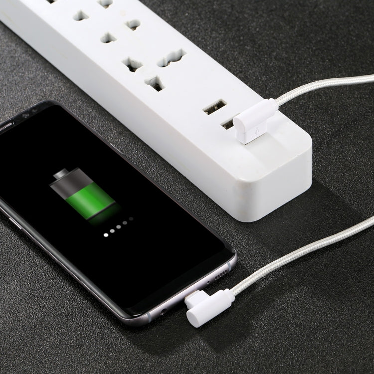 1m USB to USB-C / Type-C Nylon Weave Style Double Elbow Charging Cable