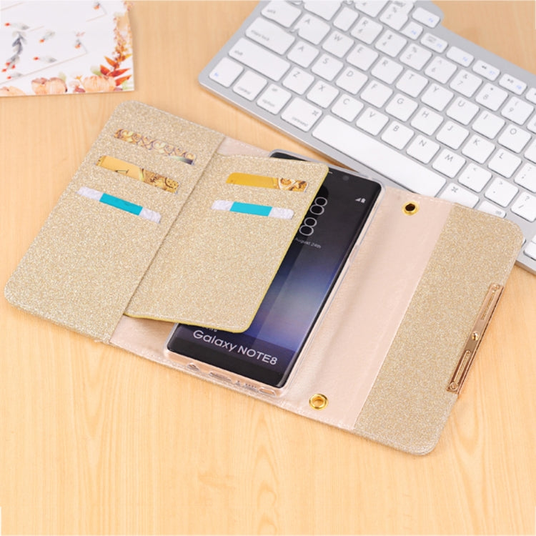 For Galaxy Note 8 Glitter Powder Frosted Shoulder Bag Horizontal Flip Leather Case Cover with Card Slots