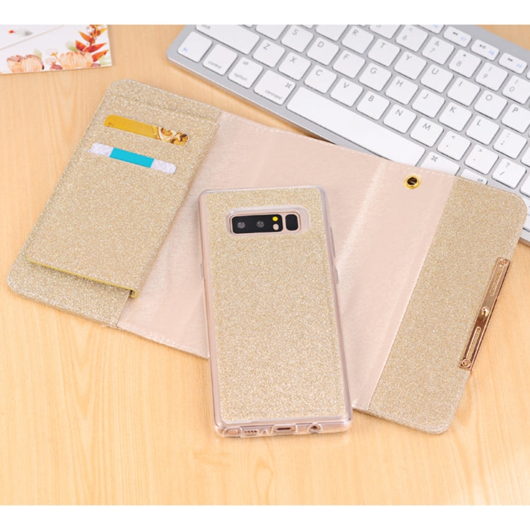 For Galaxy Note 8 Glitter Powder Frosted Shoulder Bag Horizontal Flip Leather Case Cover with Card Slots