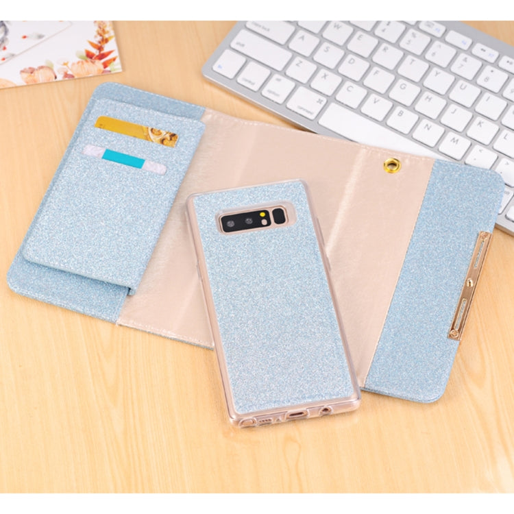 For Galaxy Note 8 Glitter Powder Frosted Shoulder Bag Horizontal Flip Leather Case Cover with Card Slots