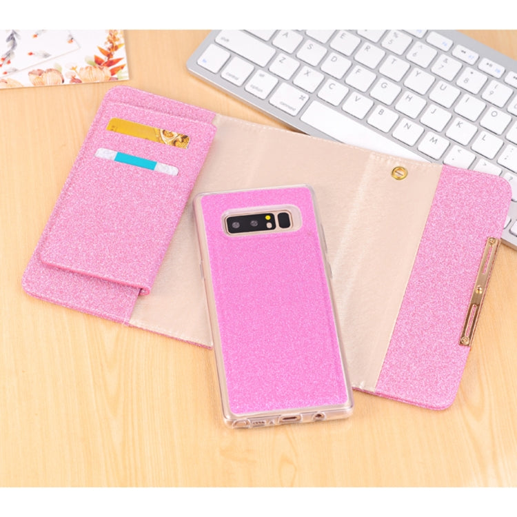 For Galaxy Note 8 Glitter Powder Frosted Shoulder Bag Horizontal Flip Leather Case Cover with Card Slots